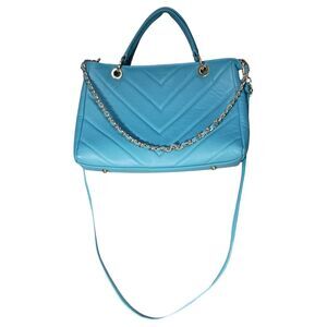 Unica! Firenze Tote Shoulder Crossbody Bag Blue Leather Made in Italy